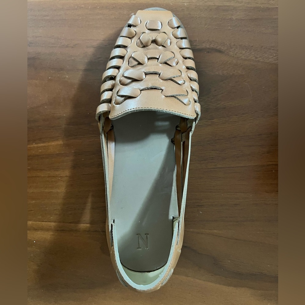Tan Leather Loafers with Woven Detail - Picture 4 of 5